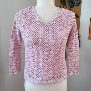 Pink Crochet Quarter Sleeve Blouse
